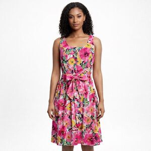 Anne Klein Floral Garden Party Fit & Flare Dress Size 14 NWT Classic Preppy